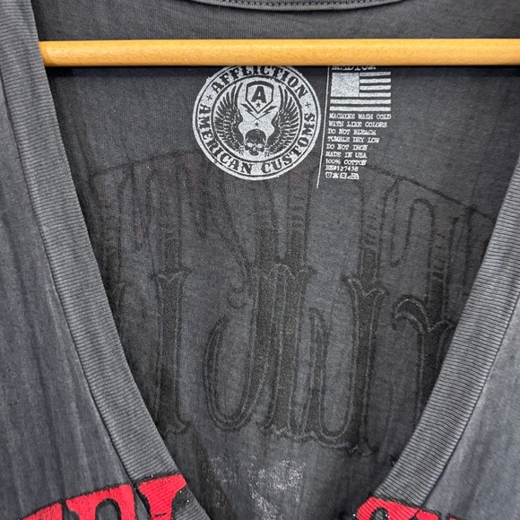 Affliction Black Graphic Tee with Red and Blue Accents - Picture 3 of 3
